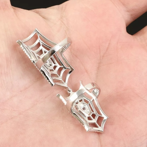 Sterling & White sapphire spider web cuff - Picture 5 of 5